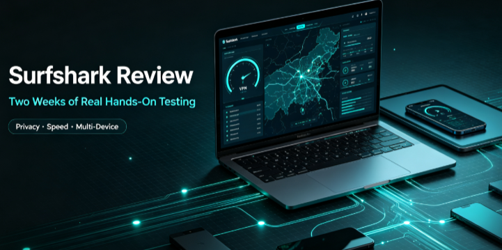Surfshark VPN honest hands-on review banner for bloggers